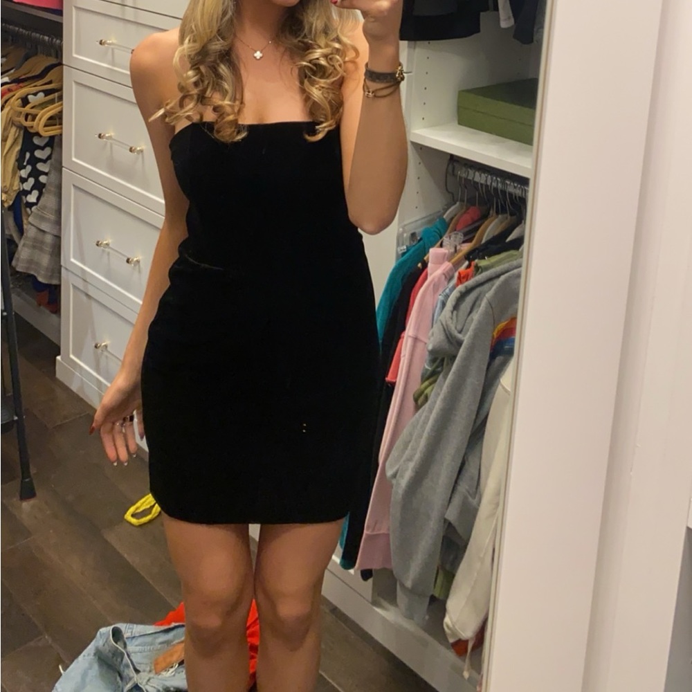 Zara strapless black velvet mini dress